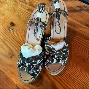 Rare Colin Stuart leopard print jute espadrille wedges 7.5 new in box boho beach